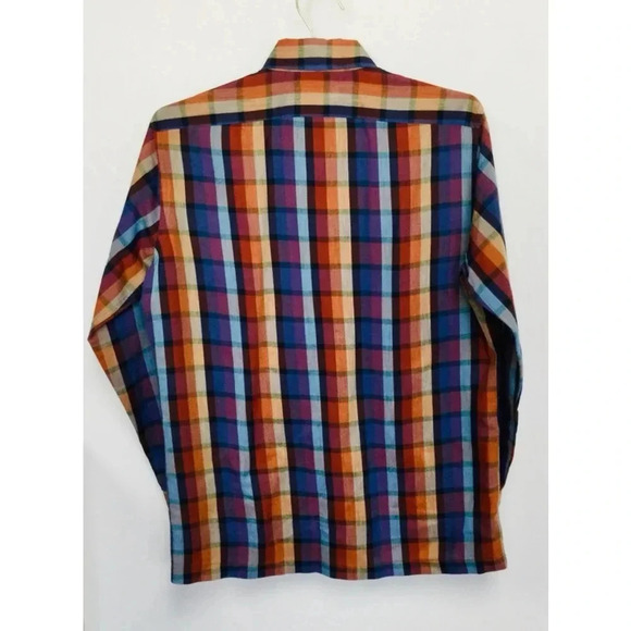 Vintage Men's Countess Mara Plaid Shirt Orange Purple Size Medium 18.5 - Picture 3 of 11